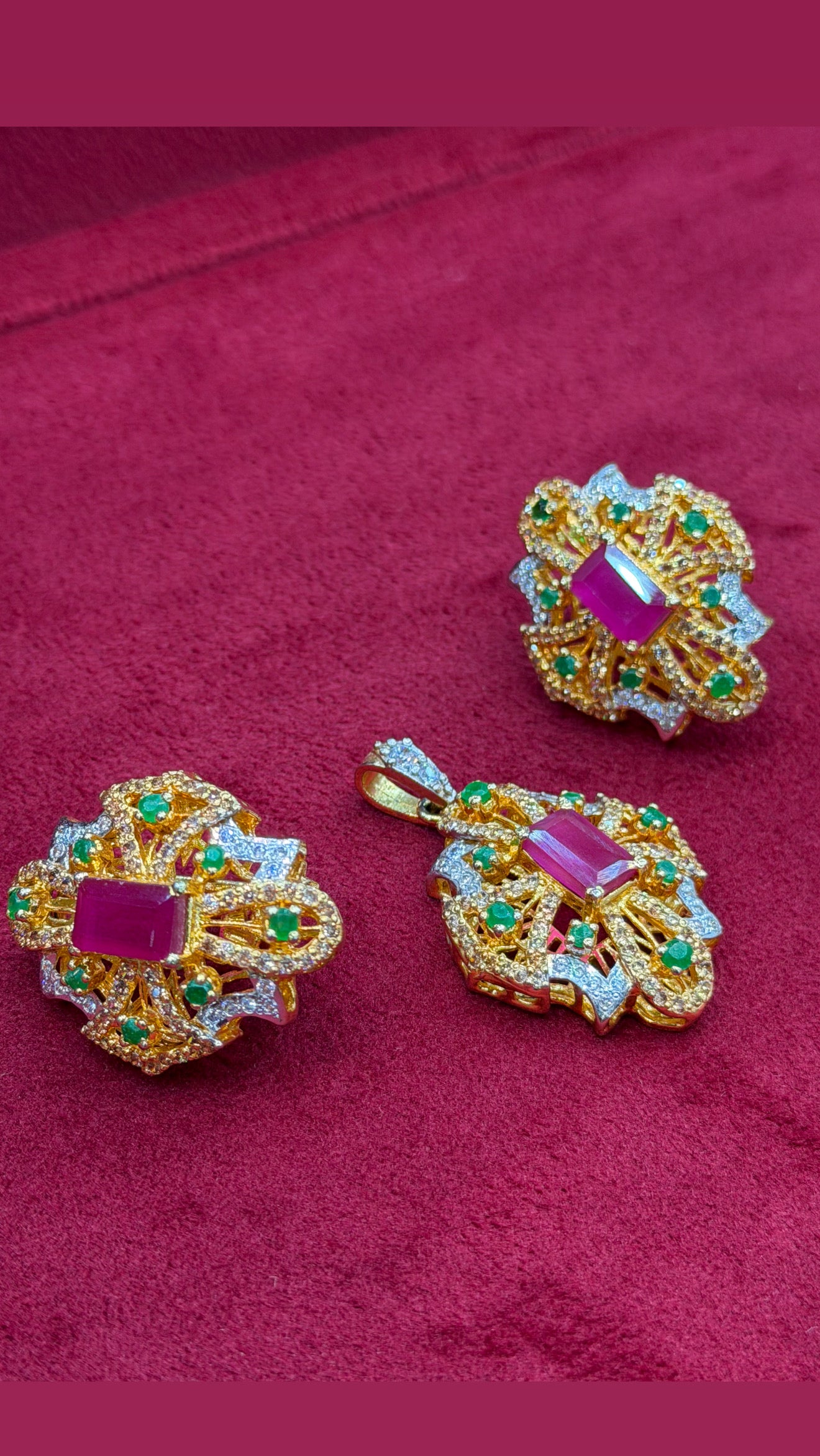 italian ruby locket set